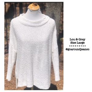 Lou & Grey White Knit Sweater Size Large
